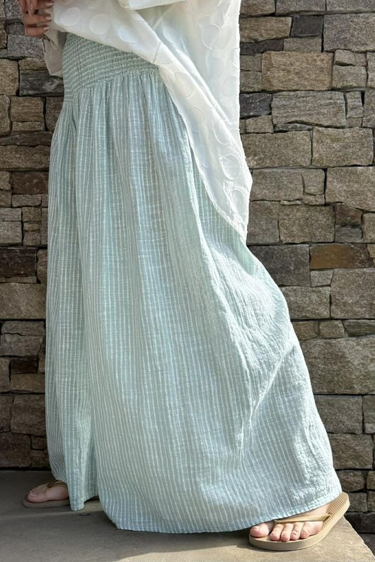 Marina Chalk Stripe Palazzo Pant Mint Cream /9=